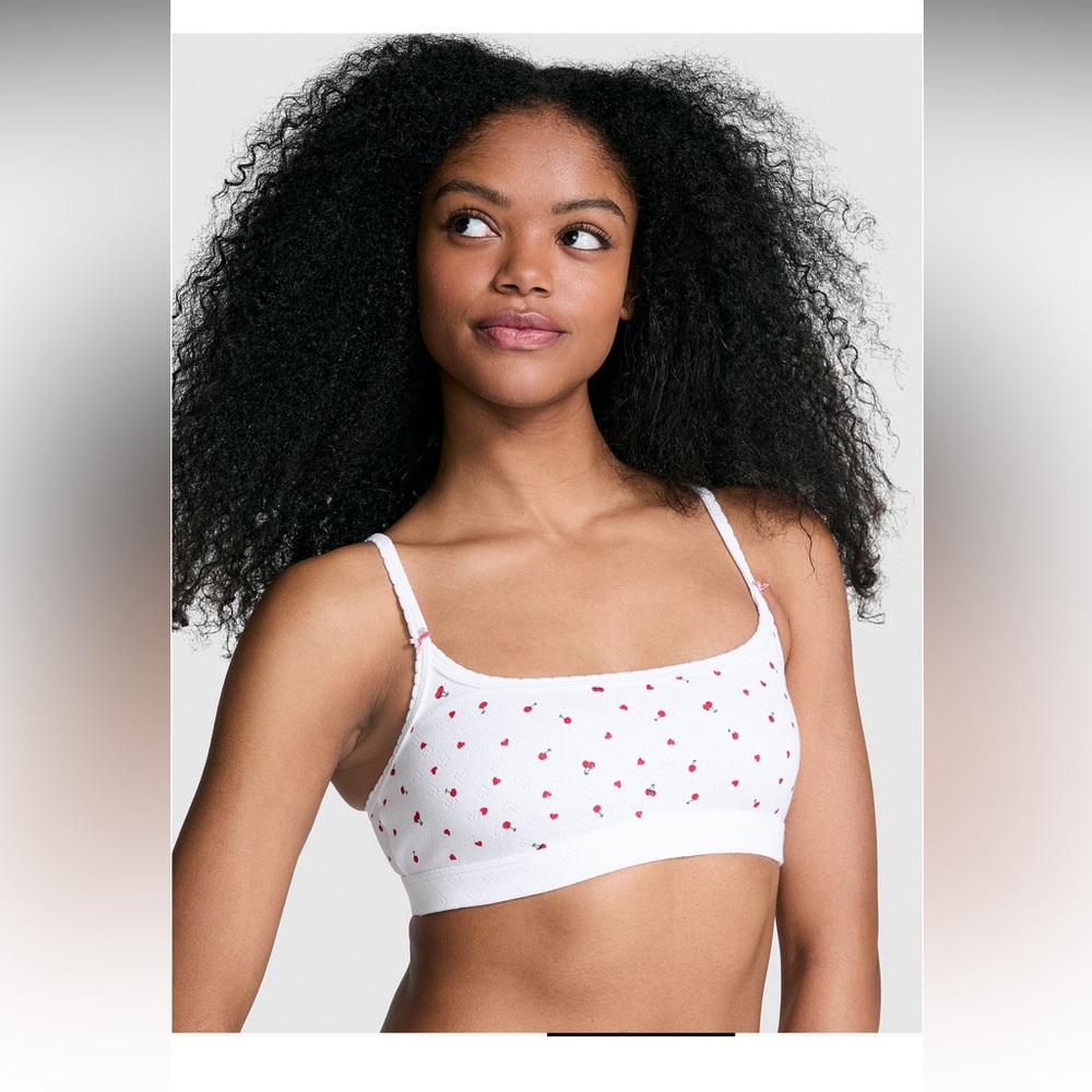 PINK Cherry Cotton Scooped Bralette - Picture 3 of 6